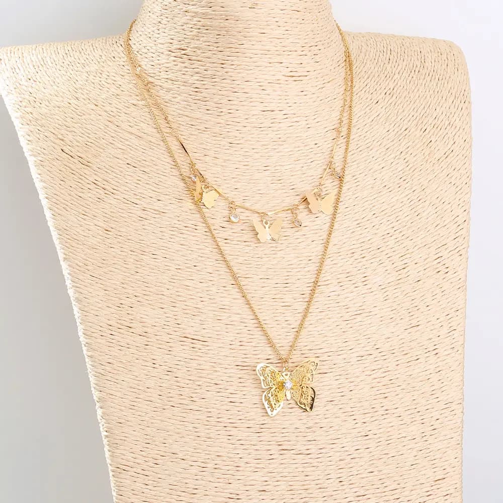 Butterfly Charm Two Layer Necklace_3