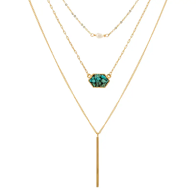 Layered Green Gem Bar Necklace_2