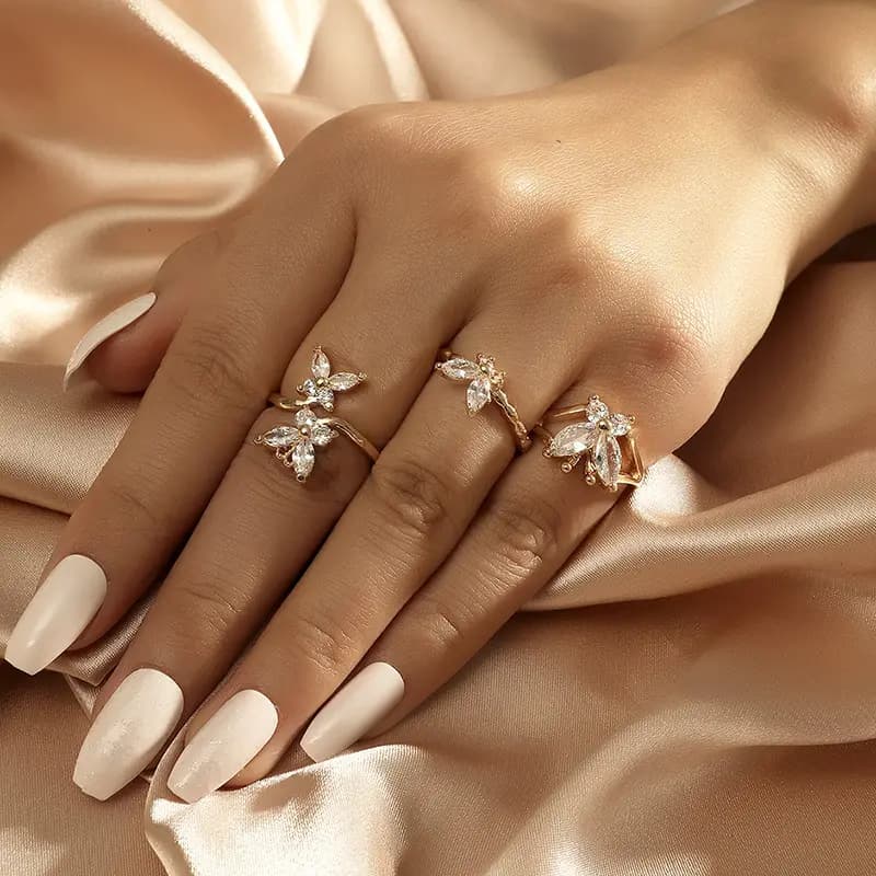 Butterfly Gem Trio Ring Set_2