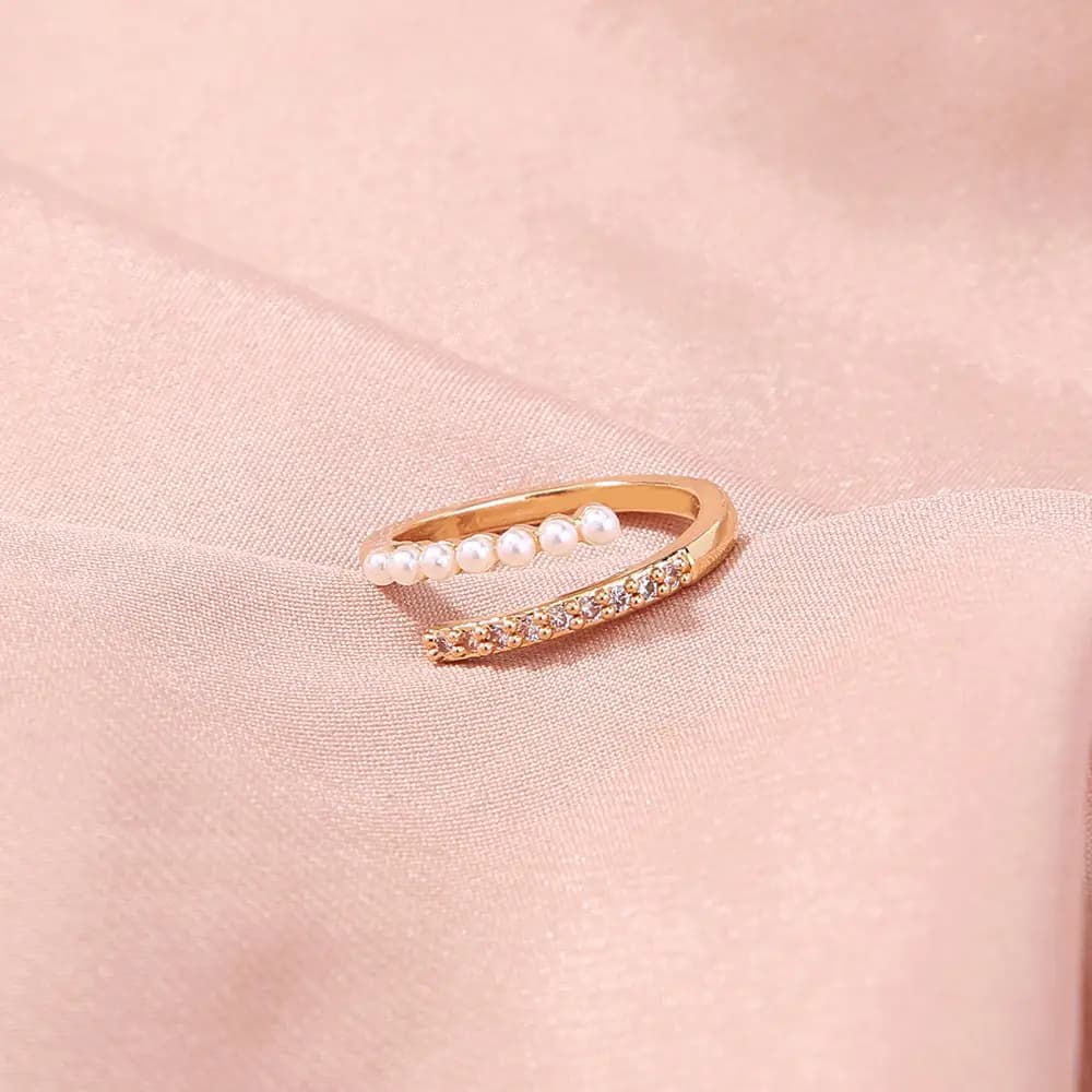 Rhinestone Spiral Pearl Ring_2