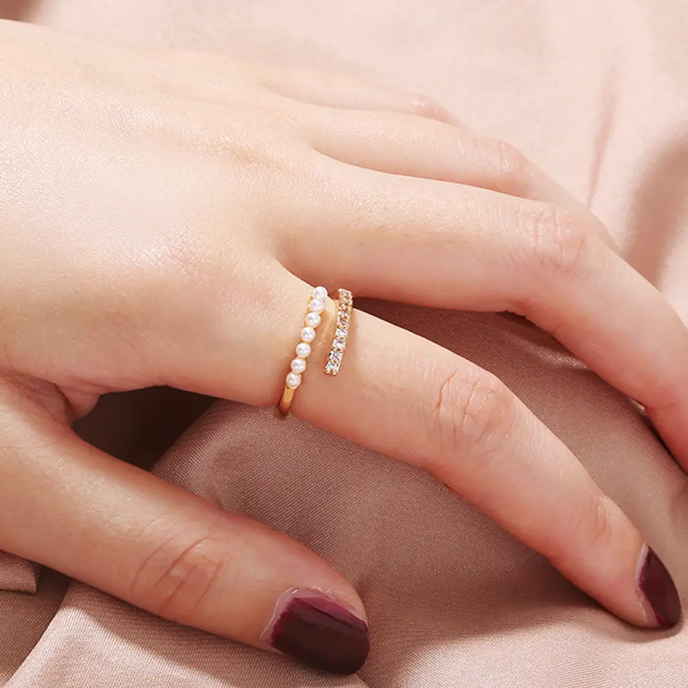 Rhinestone Spiral Pearl Ring_4