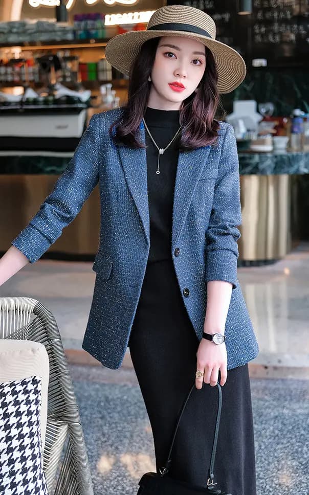 Chic Classic Boyfriend Blazer_Gray blue