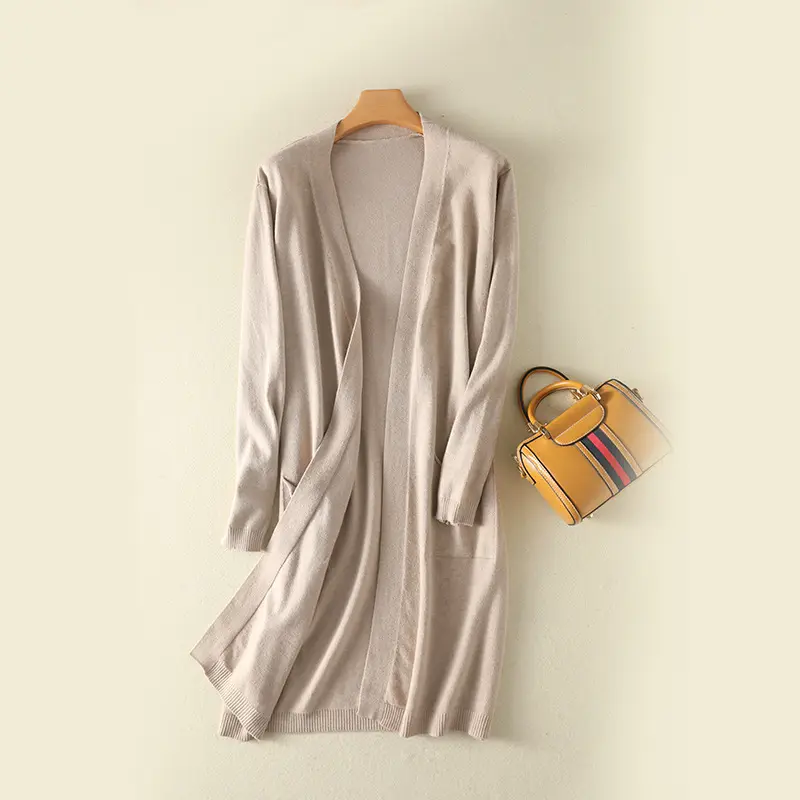 Solid Knit Cardigan-Khaki