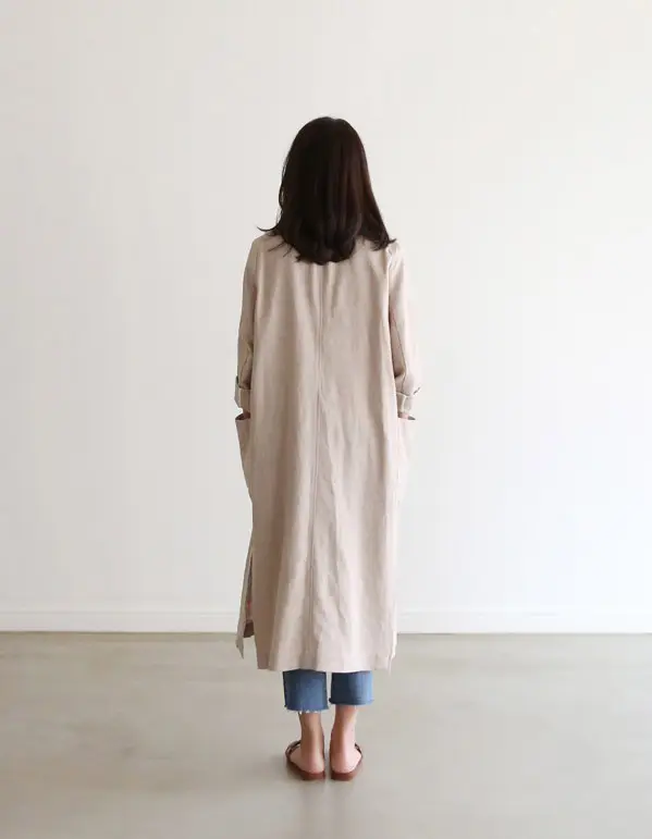 Women’s Lapel Neck Long Sleeve Linen Jacket-6