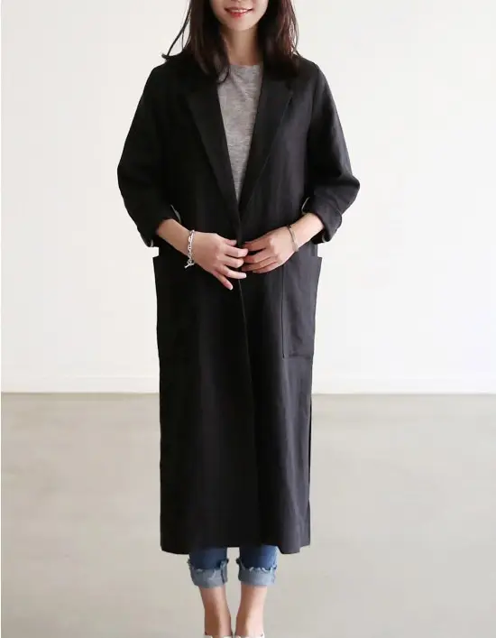 Women’s Lapel Neck Long Sleeve Linen Jacket-7