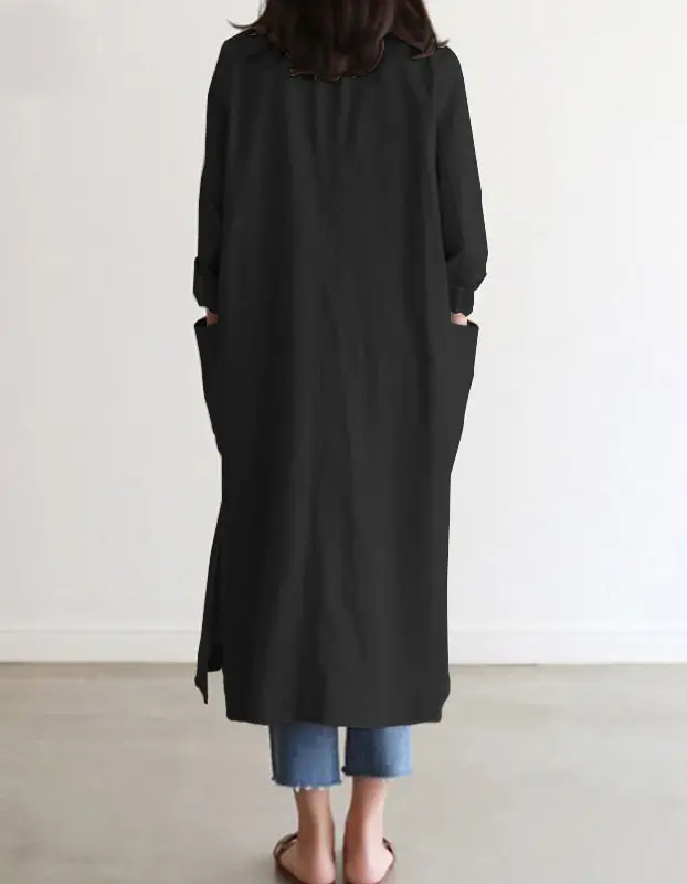Women’s Lapel Neck Long Sleeve Linen Jacket-10