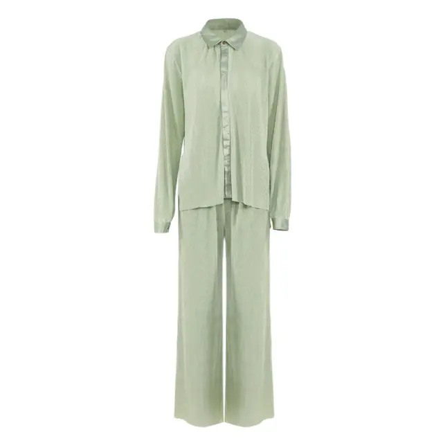 Silky Pleated Two-Piece Set_Green