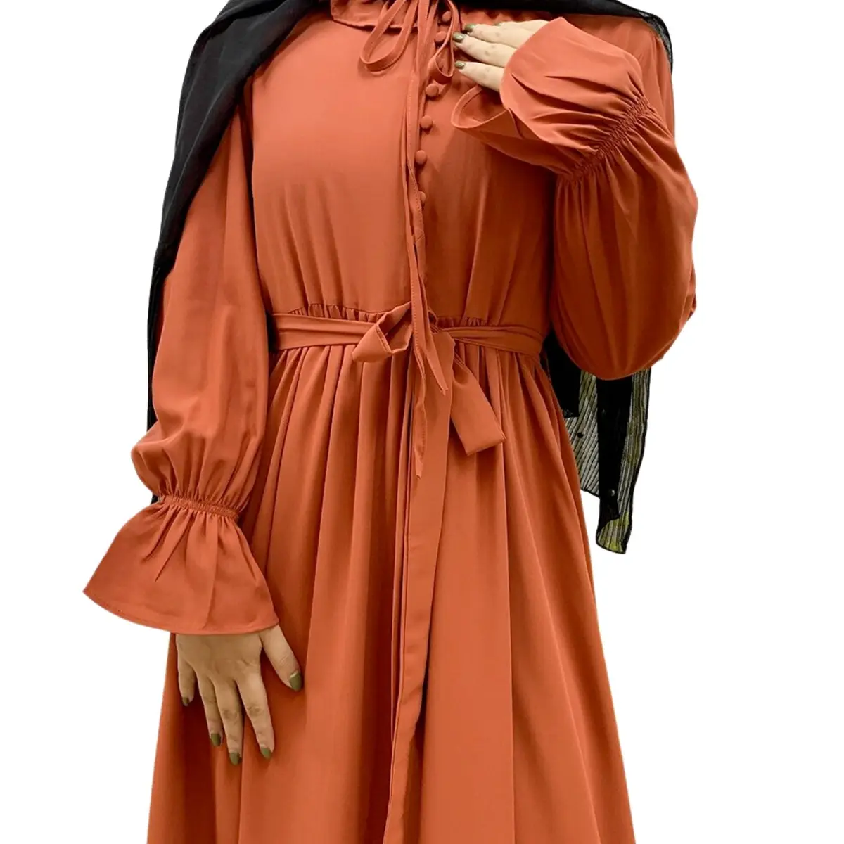 Ruffle Slip-On Smock Dress_1