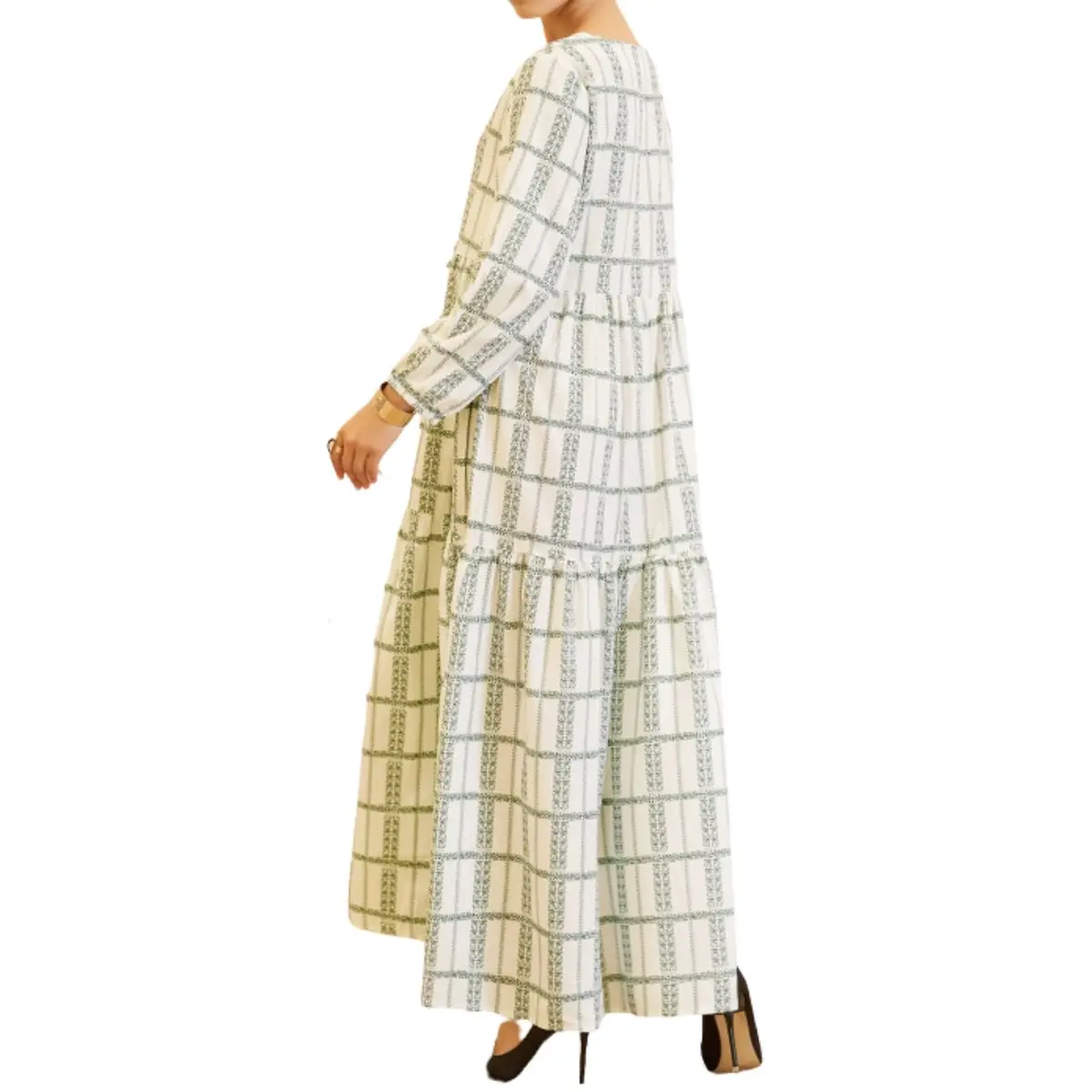Arabic Print V-Neck Dress_1