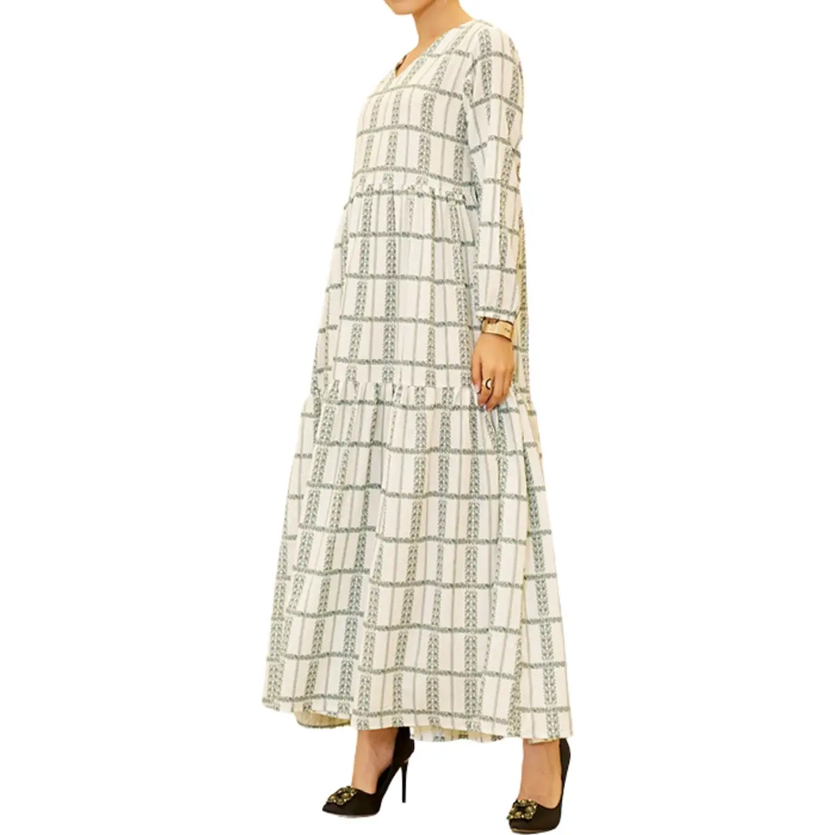 Arabic Print V-Neck Dress_3
