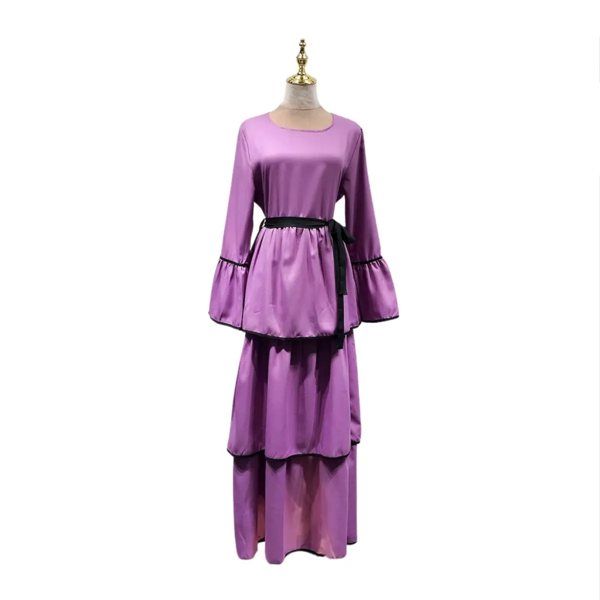 Layered Ruffle Summer Dress-Purple