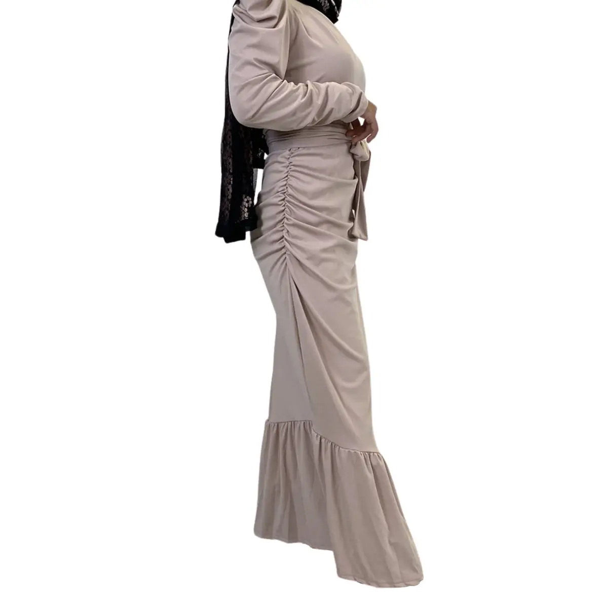Long Sleeve Ruffle Party Maxi Dress_side 2