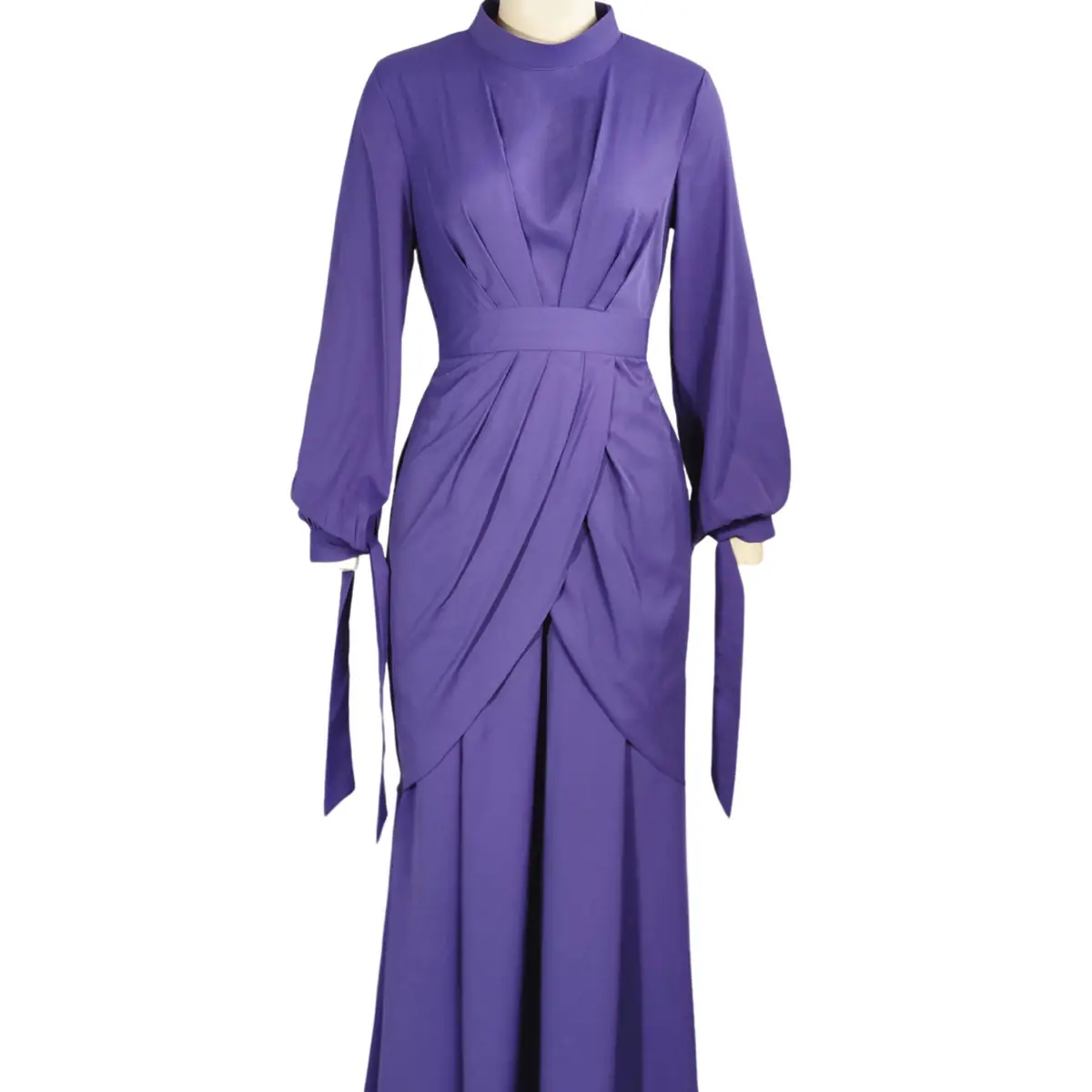 Multi-Layered Long Sleeve Party Maxi Dress-1