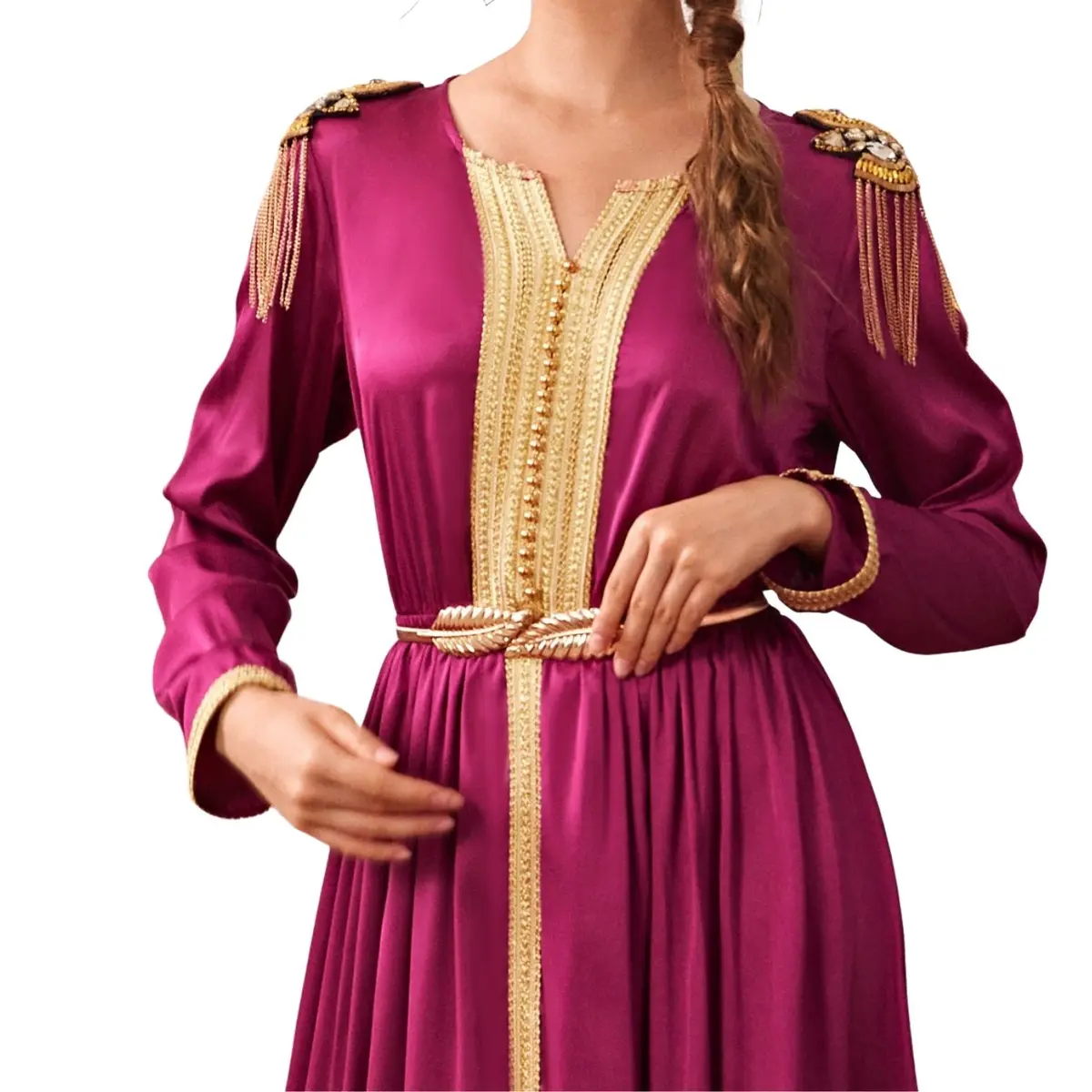 Elegant Silky Satin Kaftan Dress-1