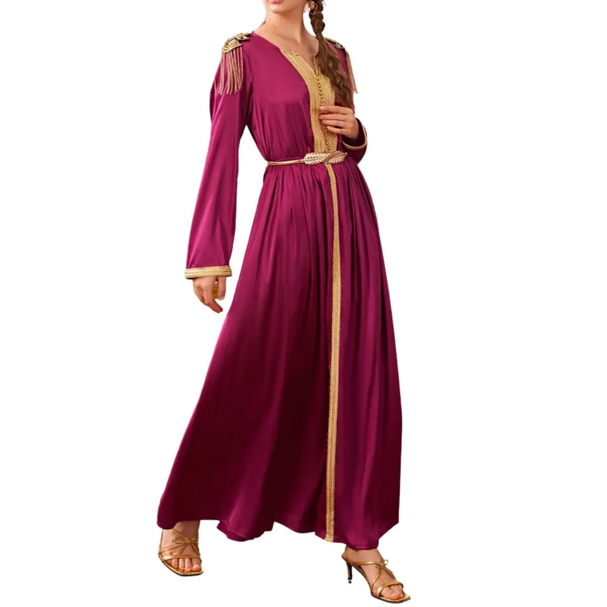 Elegant Silky Satin Kaftan Dress-2