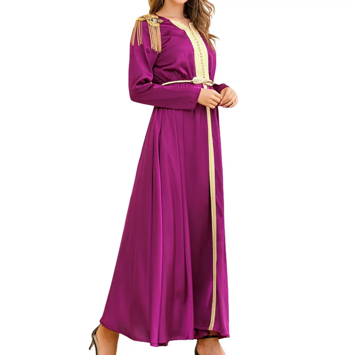 Elegant Silky Satin Kaftan Dress-3