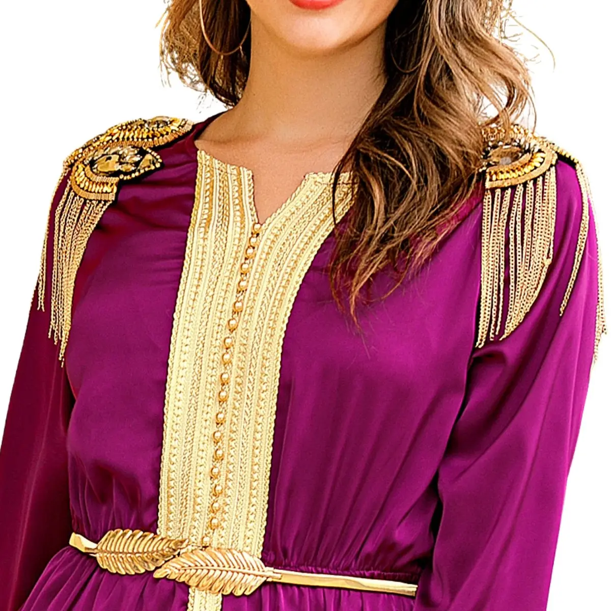 Elegant Silky Satin Kaftan Dress-4