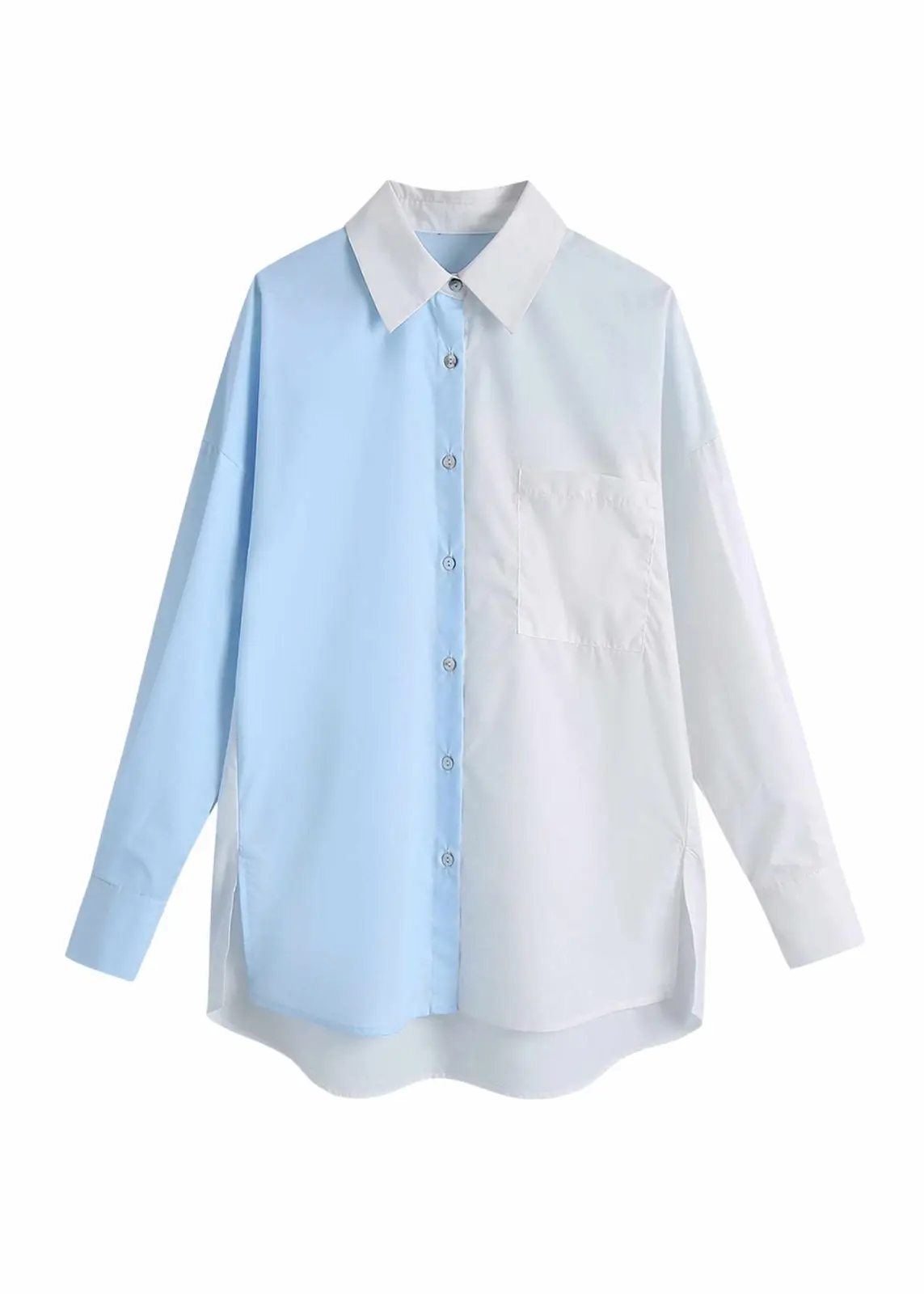 Two-tone Button Up Blouse_1