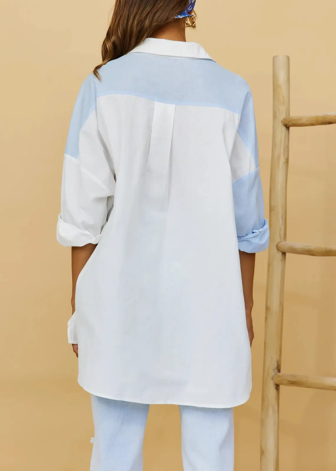 Two-tone Button Up Blouse_3