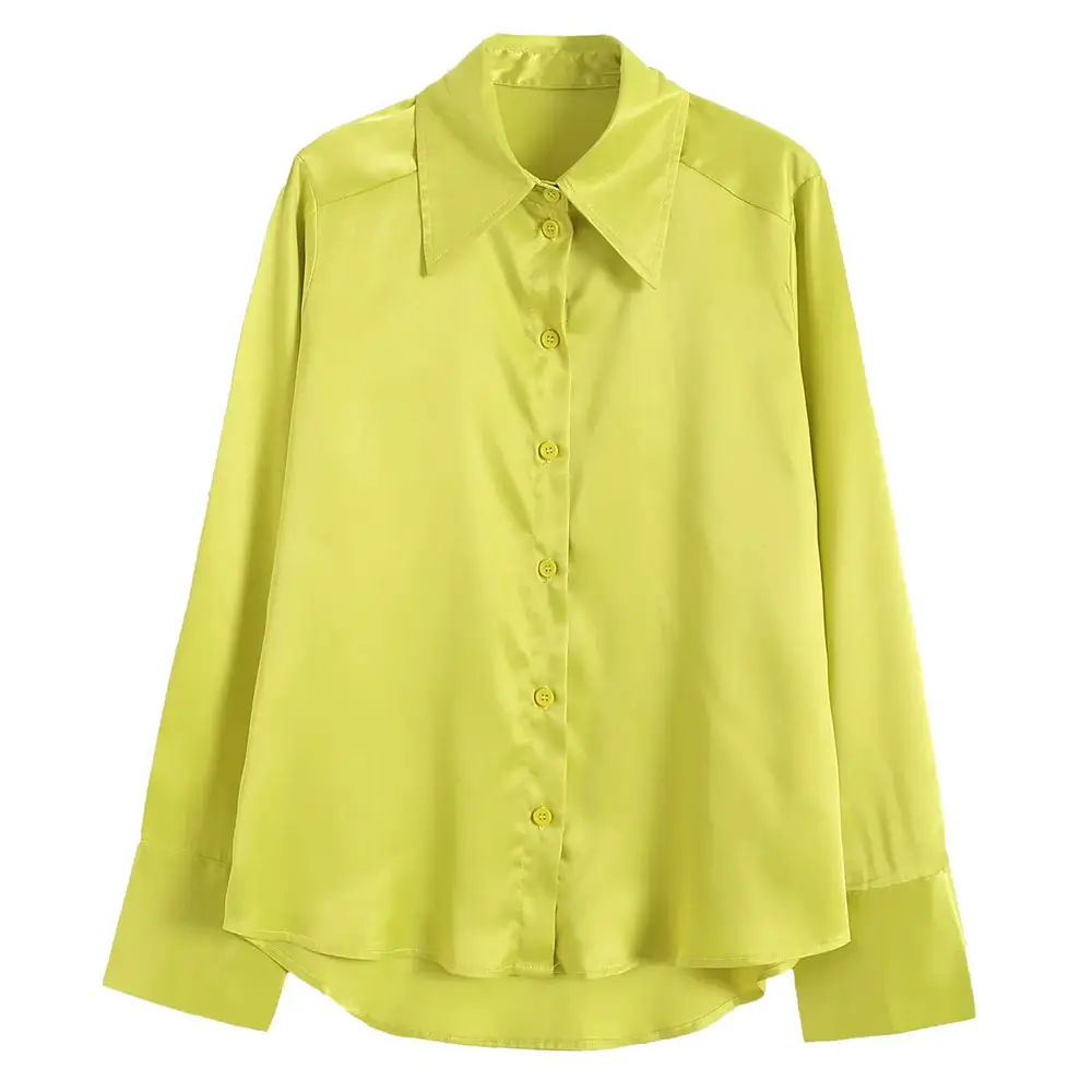 Satin Wide Cuff Button Shirt_15