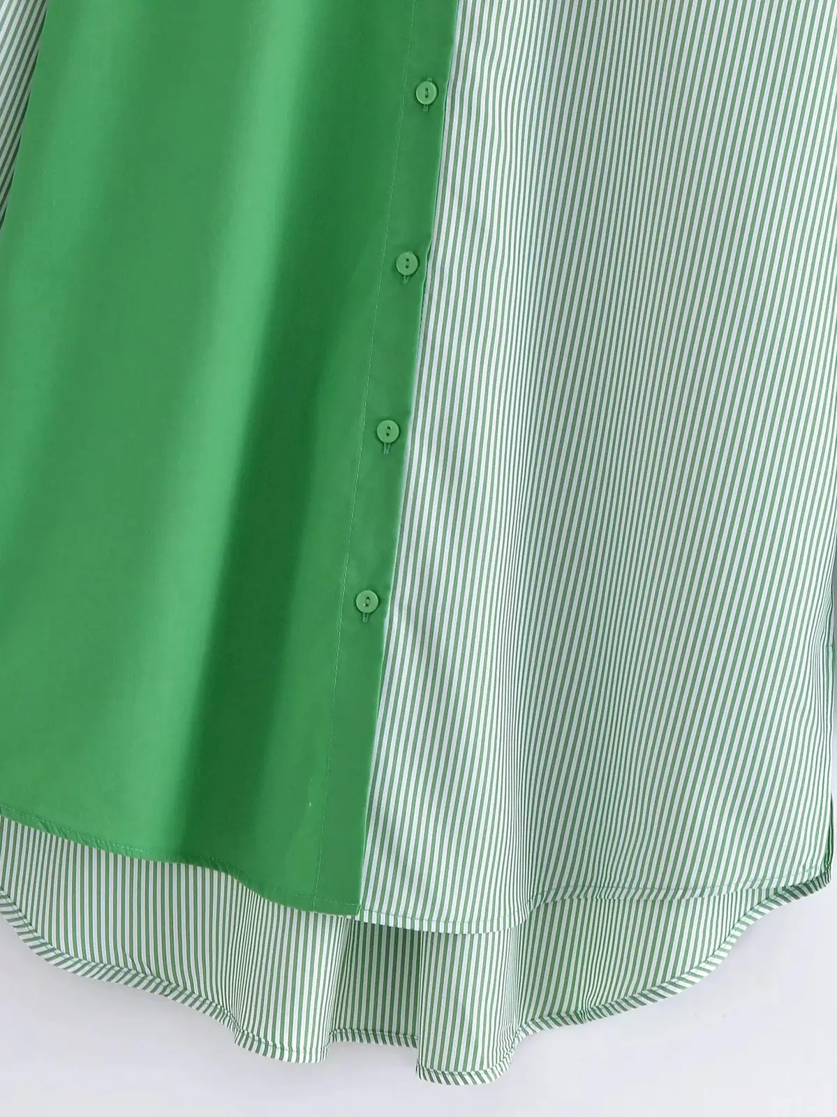 Green Two-Tone Button Up Blouse_4