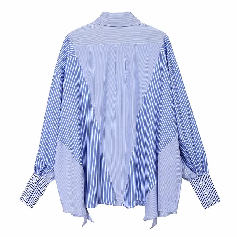 Oversized Asymmetrical Striped Blouse_2