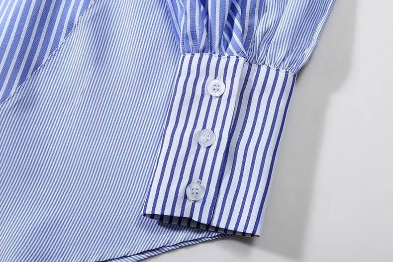 Oversized Asymmetrical Striped Blouse_7