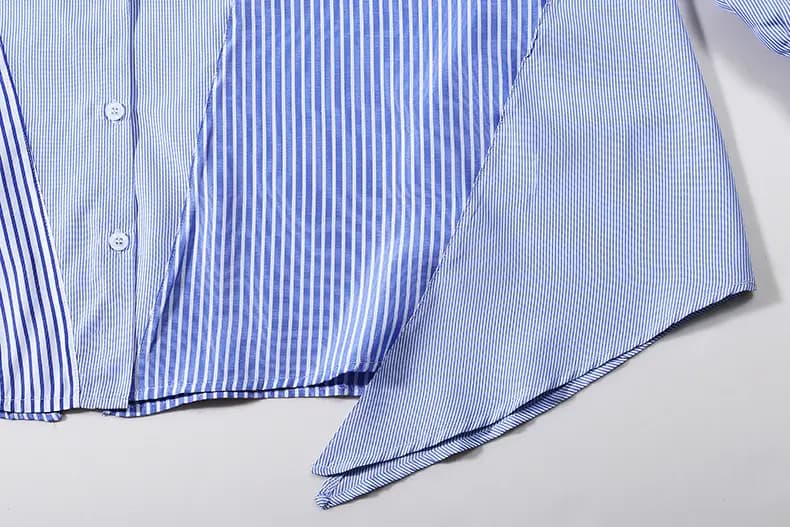 Oversized Asymmetrical Striped Blouse_10
