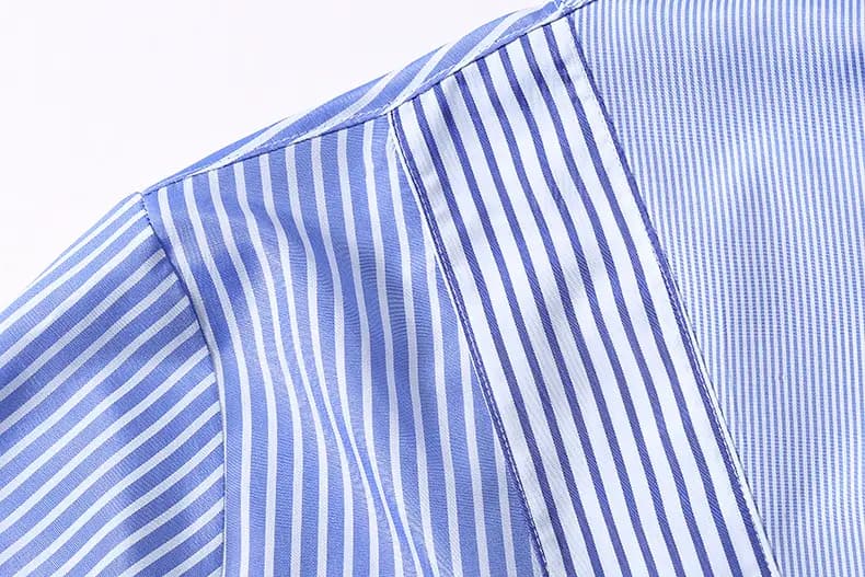 Oversized Asymmetrical Striped Blouse_11