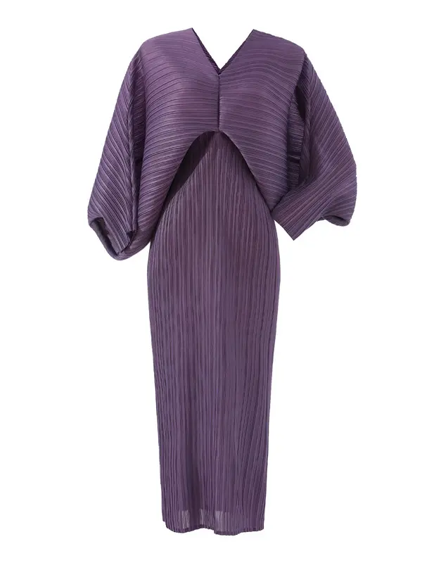 Batwing Sleeve V-neck Dress_1