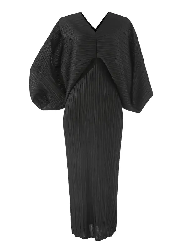 Batwing Sleeve V-neck Dress_15