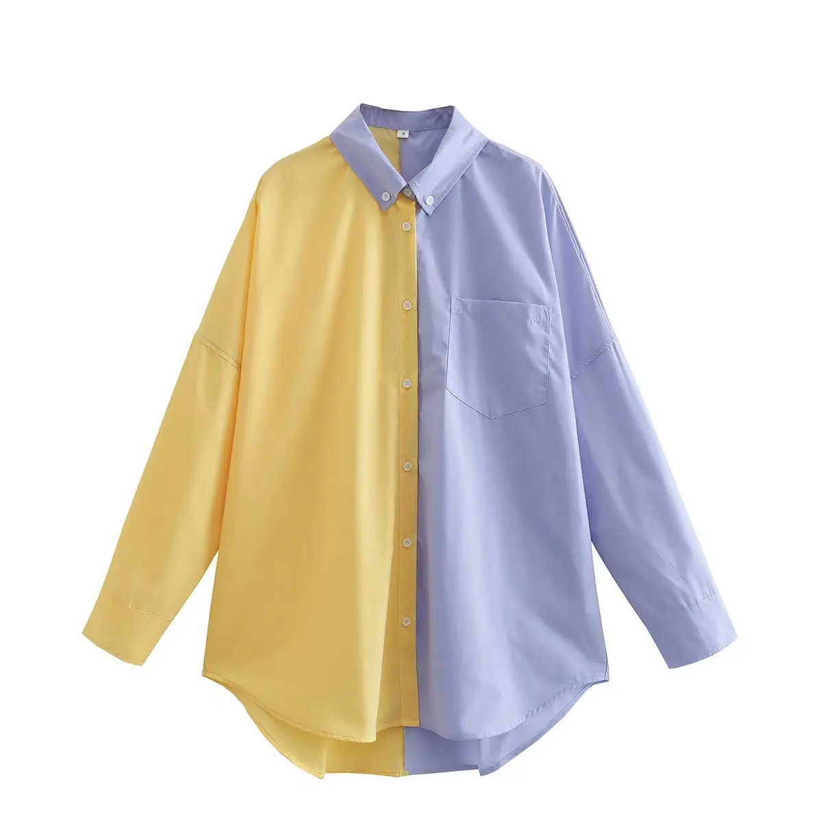 Color Block Button-Up Blouse_1