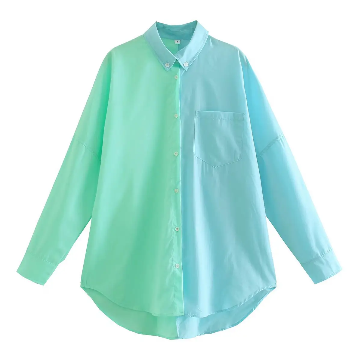 Color Block Button-Up Blouse_20