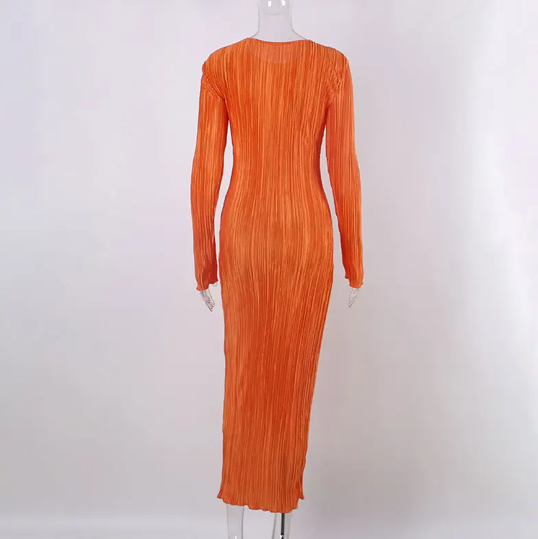 Vibrant Long Sleeve Ribbed Maxi Dress_3