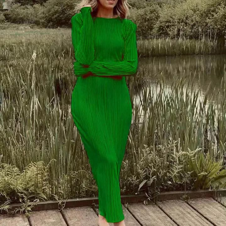 Vibrant Long Sleeve Ribbed Maxi Dress_7
