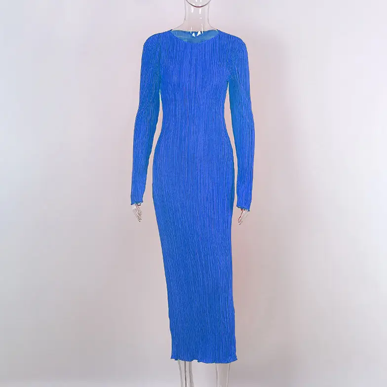 Vibrant Long Sleeve Ribbed Maxi Dress_8