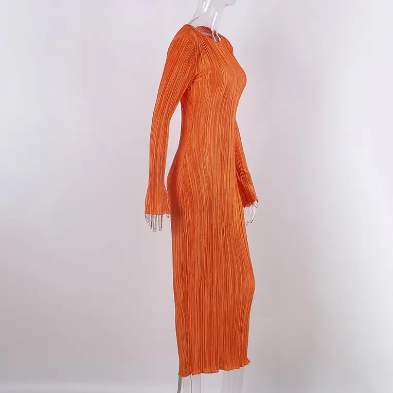 Vibrant Long Sleeve Ribbed Maxi Dress_9