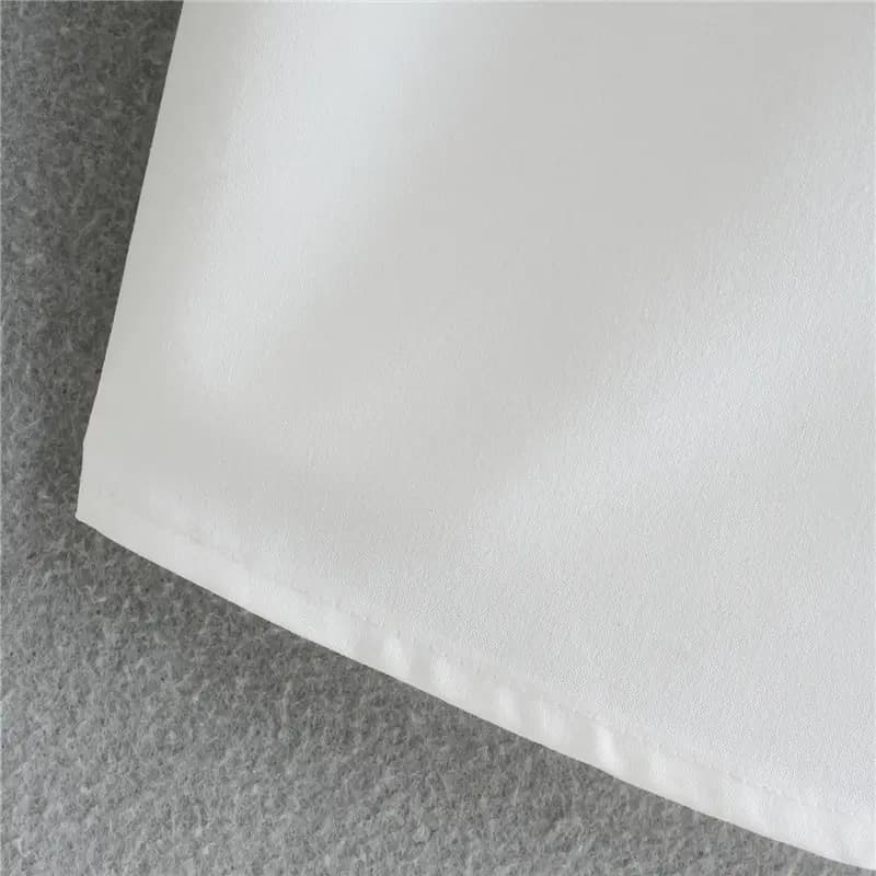 Feather Trim Button-Up Blouse_7