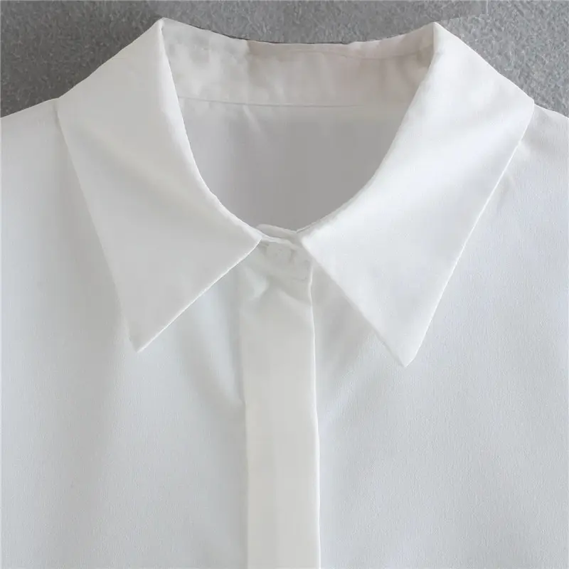 Feather Trim Button-Up Blouse_9