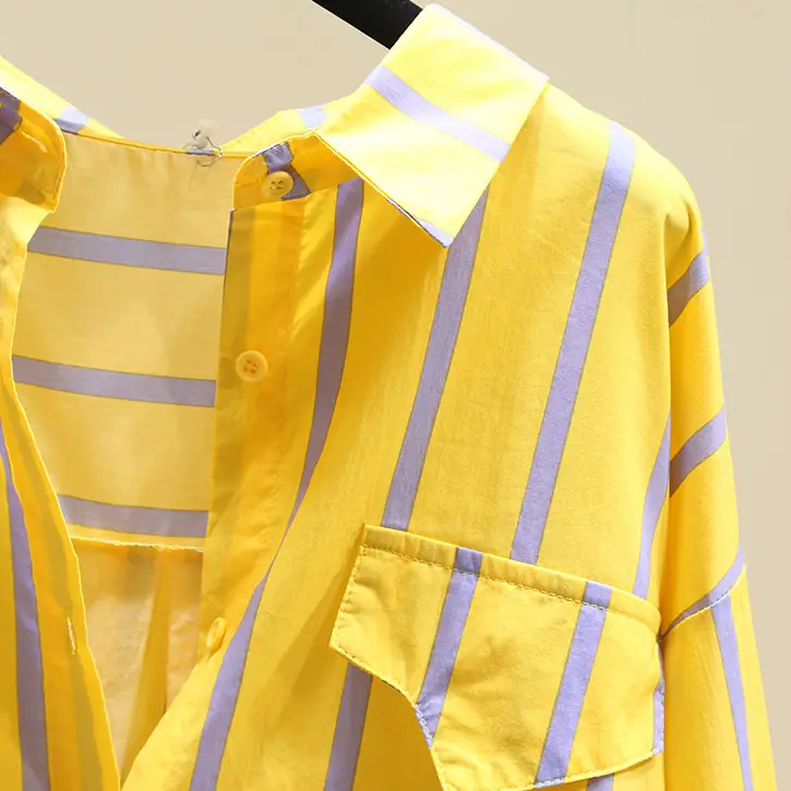 Vertical striped Button-Down Blouse_1