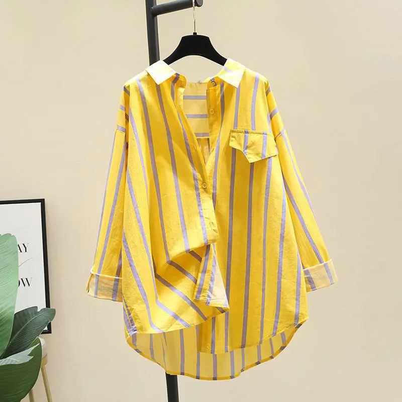Vertical striped Button-Down Blouse_5