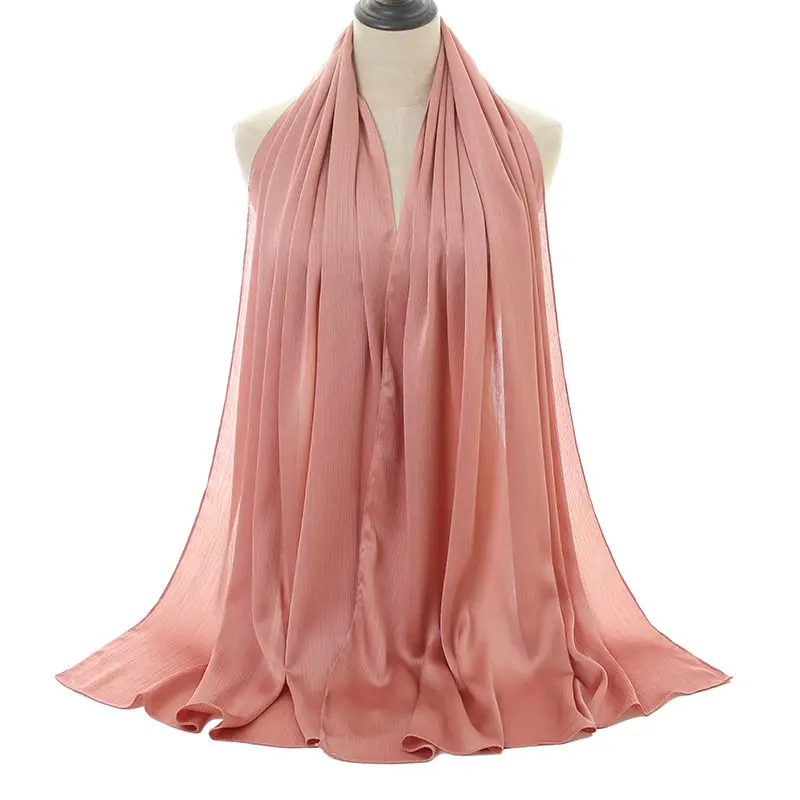 Natural wrinkle Chiffon Hijab_10_PeachPink_Style15