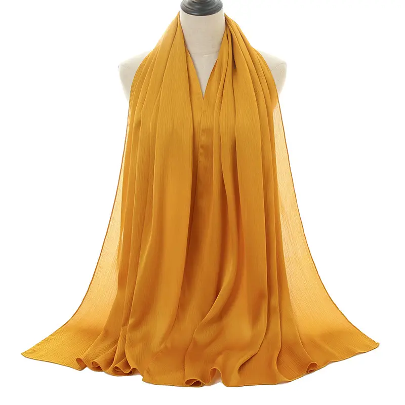 Natural wrinkle Chiffon Hijab_12_MustardYellow_Style8