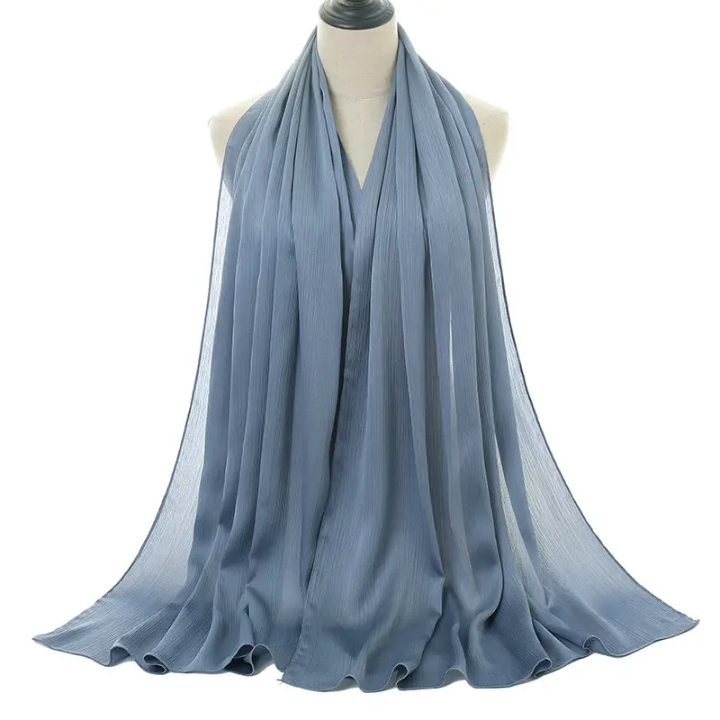 Natural wrinkle Chiffon Hijab_15_LightBlue_Style10