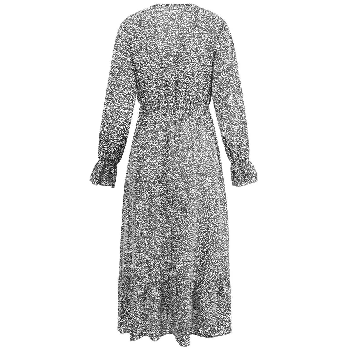 V-neck Printed Belted Dress_12