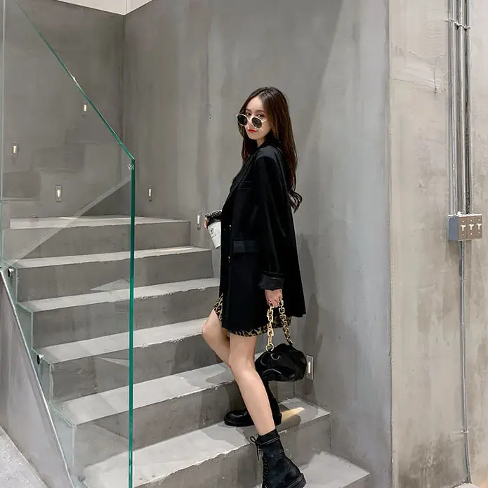 Classic Double-breasted Long Sleeve Blazer_1