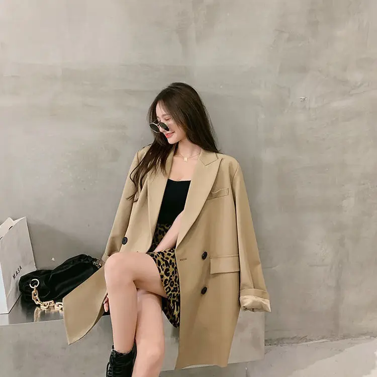 Classic Double-breasted Long Sleeve Blazer_4