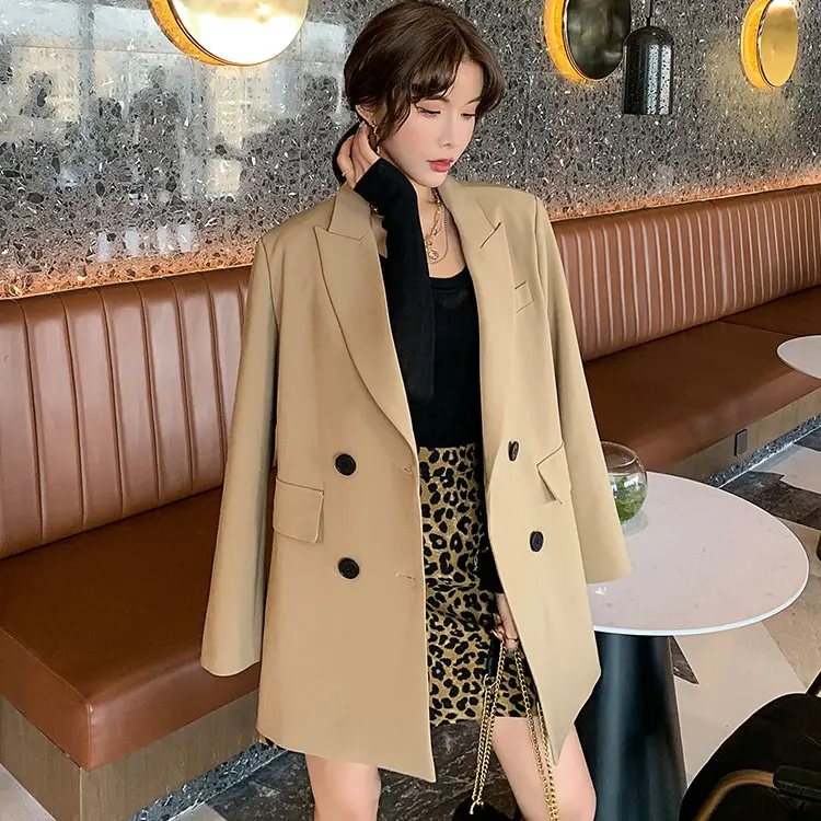 Classic Double-breasted Long Sleeve Blazer_8