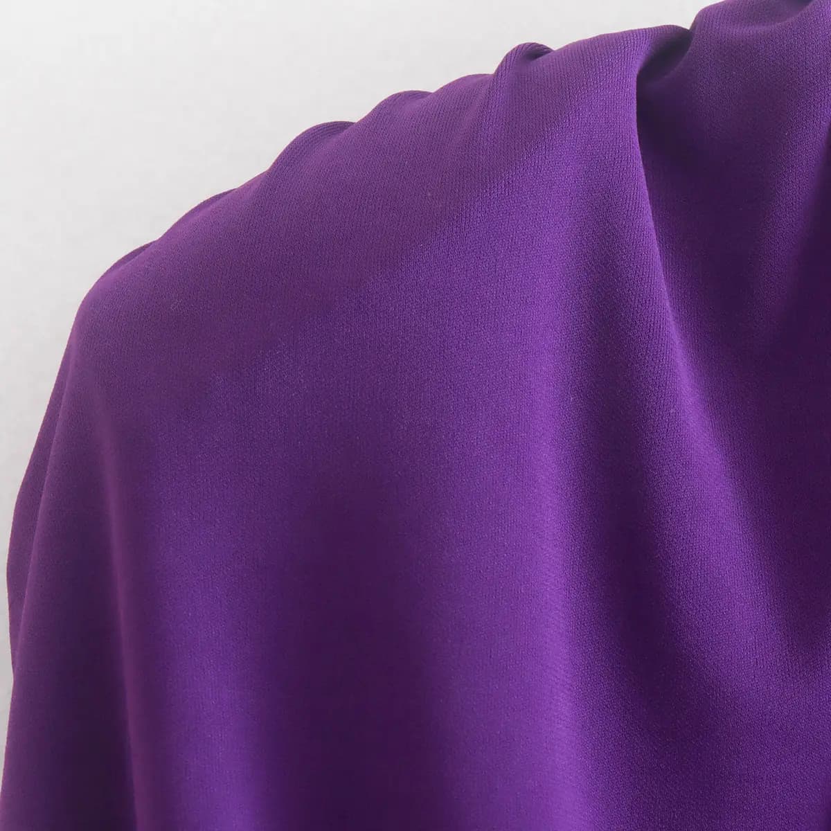 Purple Long Sleeves Crop Top and Pleated Pants Set_1