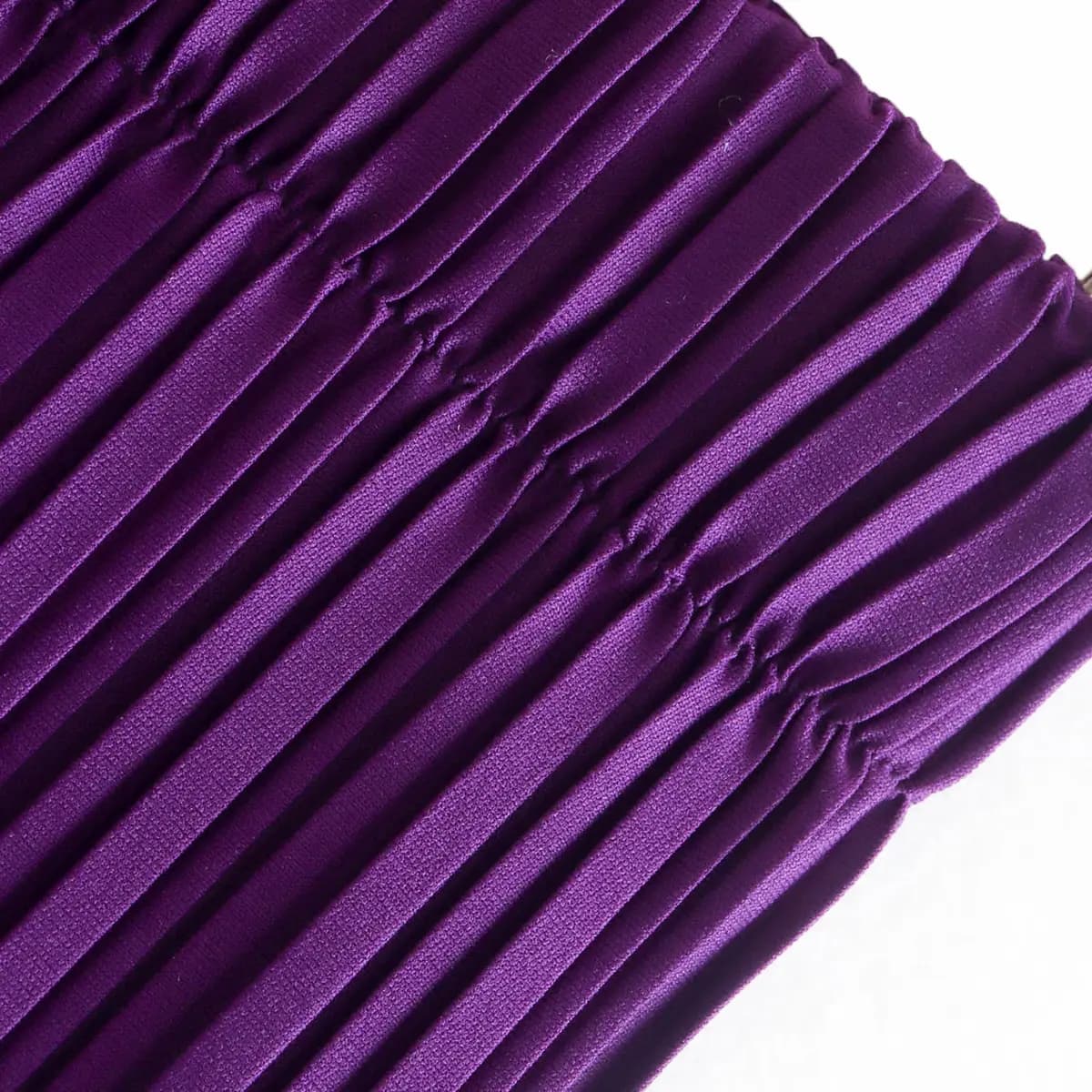 Purple Long Sleeves Crop Top and Pleated Pants Set_6